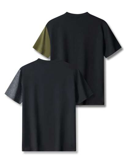 2 قطعة من قمصان الرجال الصيفية ذات اللياقة العادية، مصممة بتباين ألوان الحشوات ورقبة دائرية، تصميم كاجوال رياضي مناسب للارتداء اليومي أو لممارسة الرياضة مثل الركض والجولف والصيد والكرة السلة والتخييم والجيم والسباحة والشاطئ، هدية مناسبة للزوج أو الحبيب