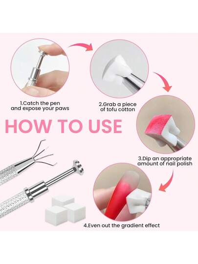 XIYANG TRADE 50 قطعة أدوات طابعة أظافر الفرشاة ذات لون خلفية مائلة لأشكال الأظافر والجل المنقط بأدوات نقاط الألوان والبرّاق للأظافر، اكسسوارات العناية اليدوية