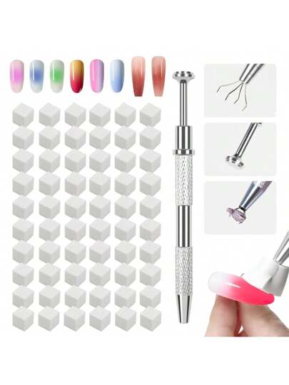 XIYANG TRADE 50 قطعة أدوات طابعة أظافر الفرشاة ذات لون خلفية مائلة لأشكال الأظافر والجل المنقط بأدوات نقاط الألوان والبرّاق للأظافر، اكسسوارات العناية اليدوية