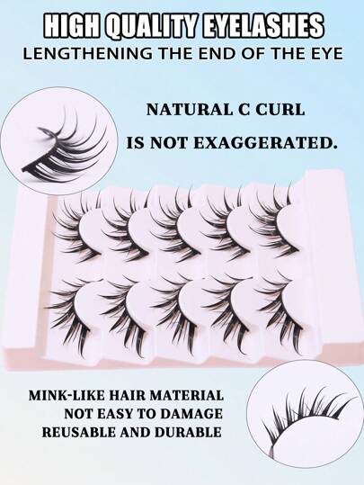 5 أزواج من رموش العين القطة مزيفة الحيوان نوع الثعلب 3D تجعيد جناح طبيعي واقعي بنهايات غير منتظمة تطويل عين طويلة كرتونية. رموش صناعية ناعمة بشريط أسود إلعادة الاستخدام، أداة تجميل مناسبة لأعمال المرأة اليومية.