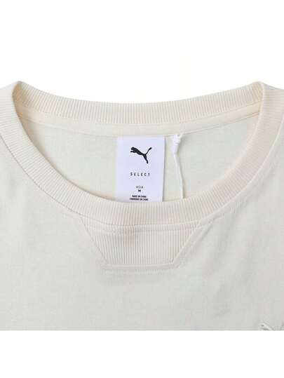 Puma تيشيرت كلاسيك بأكمام قصيرة من نوع بدون جنس، تيشيرت مضفر بياقة طاقم 63155887