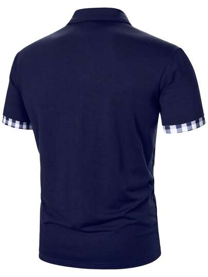 Manfinity Mode قميص بولو رجالي مع إغلاق سحاب، بتصميم كاجوال أنيق للأعمال