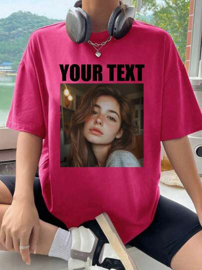 هدايا مخصصة شخصيًا، تي شيرتات نسائية مخصصة، أضف نصك وصورك، يمكنك اختيار لونك المفضل وخط النص، صمم تي شيرت مطبوع شخصيًا كهدية لصديقتك، سترة رياضية، قميص ثقيل مناسب للزوجين، إلخ. مريح وكاجوال، بلوزات نسائية، ملابس علوية مطبوع مخصص، تي شيرتات نسائية قصيرة ال