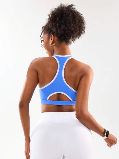 SHEIN Sport Studio جاكيت اليوجا ذو طبقتين متداخلتين/ تصميم قطع متداخل أمامي/ تصميم خلفي جذاب وعصري مفتوح/ لياقة بدنية/ يوجا/ جري خارجي/ القفز الهوائي