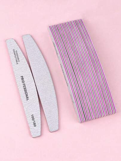 5/10/15/20/25 قطعة من ملف الأظافر المهنية نصف القمر ذات درجة خشونة 100/180