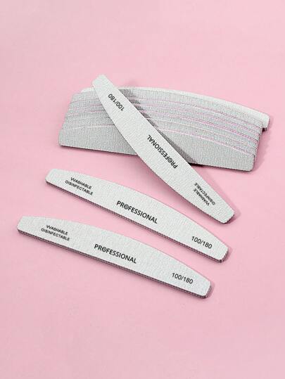 5/10/15/20/25 قطعة من ملف الأظافر المهنية نصف القمر ذات درجة خشونة 100/180