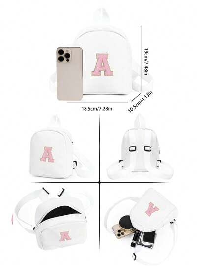 حقيبة ظهر بنات مع حزام قابل للضبط ب-24 حرفا ملونة ، حقيبة يومية عادية مناسبة للاستخدام اليومي ، الخارجي ، السفر ، التنزه ، المدرسة ، هدية رائعة