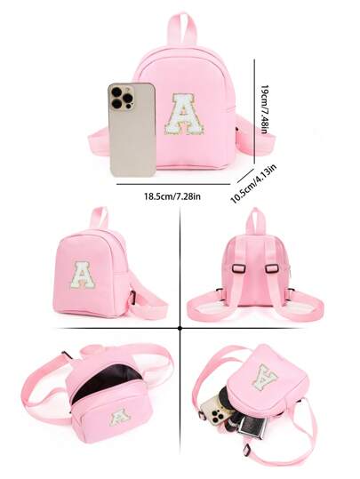 حقيبة ظهر 1 قطعة للفتيات بأربطة كتف قابلة للتعديل ب- 24 حرف ملونة محمولة لأغراض العناية اليومية والخارجية والسفر والرحلات والمدرسة، هدية مثالية