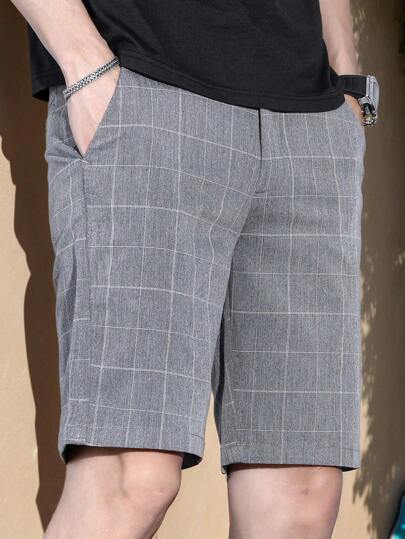 شورتات رجالي بكشكشة جيب مائل متناسقة الخصر ضيقة، شورتات رسمية ذات بطن مباشر طول الركبة، مناسب للارتداء اليومي، يمكن أن يكون هدية لزوجك أو حبيبك