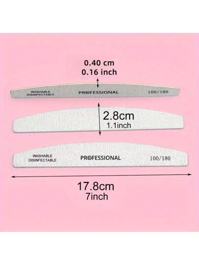 5 مجموعة منشار أظافر على شكل هلال نصفي احترافي، مقاوم للماء وللبلى، شرائط تقليم الأظافر، حبيبة100/180، مناسب للزخرفة والتدليك، استخدام لحواف الأظافر الملساء والمتساوية، عناصر مهمة للفن، أدوات تجميل أنيقة ومتينة