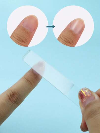 ملف وصقل أظافر زجاجي نانو 1+1، لمعان شفاف لصقل الأظافر، صافي معدني ثنائي الجانب لتلميع الأظافر، مناسب للاستخدام المنزلي أو السفر