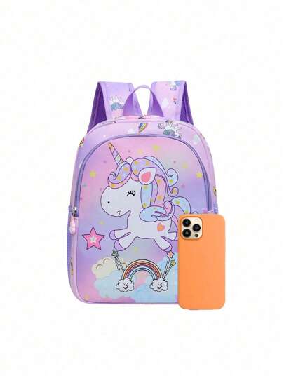 قطعة واحدة حقيبة ظهر نايلون مزينة بالكرتون والحصان الوحيد ، مغلقة بسحاب، جميلة ومناسبة للاستخدام اليومي