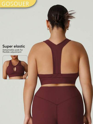 GOSOUER صدرية رياضية للنساء ذوات الحجم الكبير، تصميم أمامي مخرم بأربطة عريضة خلفية توفير الحركة للركض ، اللياقة البدنية ، اليوغا ، الجيم