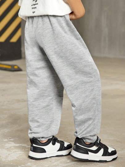 2 مجموعة بنطال طويل للأولاد جامد البساطة ذو خصر مرن