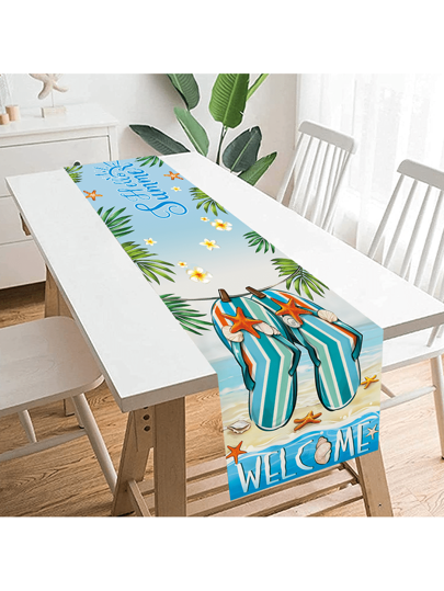 قطعة واحدة منشفة طاولة بنمط نجم البحر، ديكور طاولة طعام وضيافة لحفلات المنزل بأجواء ريفية، قماش بوليستر 180سم * 35سم، مناسبة لحفلات العائلة | ديكور حفلات الصيف | ديكور المنزل | لوازم حفلات هاواي الصيفية