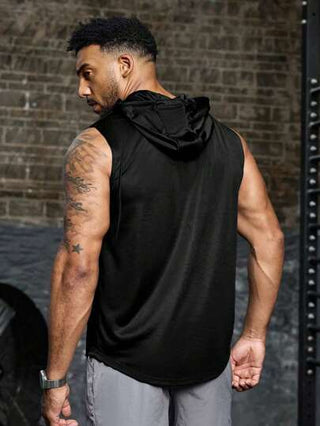 Manfinity Sport Corelite لباسع لوي تانك رياضي هودي بطباعة الحروف الرجال