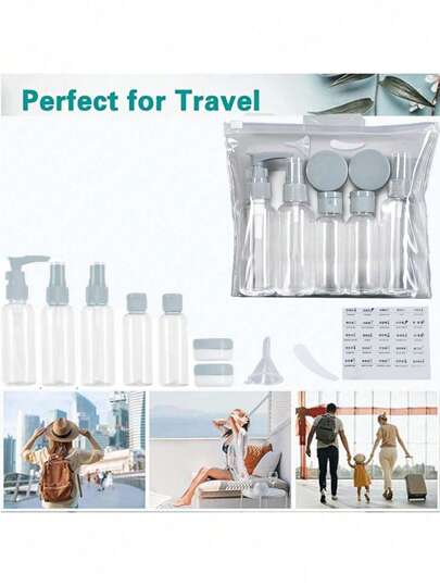 10 قطع/مجموعة مجموعة زجاجات السفر، قابلة لإعادة التعبئة، محمولة، مانعة للتسرب، عبوات عينات السفر، مناسبة لجل الاستحمام والشامبو ومنتجات العناية بالبشرة والتعبئة المستحضرات التجميلية، مجموعة العناية السفر، عينات المنزلية، الضروريات السفر، أدوات...