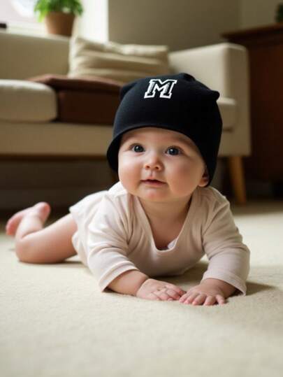 قبعة بشكل بيني ناعمة وباردة للطفل حديث الولادة مكونة من 26 حرف من A إلى Z، قابلة للتنفس ومريحة لقبعة المستشفى للأطفال الصالحة لجميع الفصول، مناسبة للرضع من الجنسين للحفاظ على الدفء والحماية