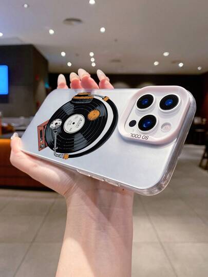 حالة هاتف ل- 16/15/14/13/12/11/XS Pro Max - تصميم فضي ملون ، بطراز اسطوانة فينيل ، غطاء واقي مقاوم للسقوط ، استخدام يومي مثالي وهدية عيد ميلاد لصديقة/أفضل صديق