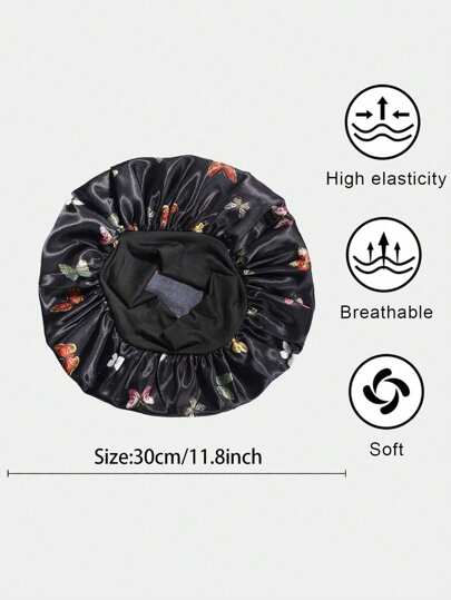 قبعة طفل واقية بحافة مطاطية واسعة مطبوعة بلون الفراشة ، قبعة راحة للنوم للاستخدام اليومي