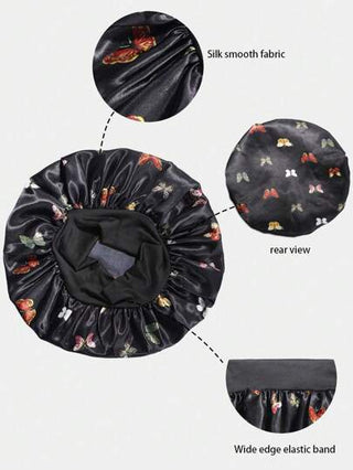 قبعة طفل واقية بحافة مطاطية واسعة مطبوعة بلون الفراشة ، قبعة راحة للنوم للاستخدام اليومي