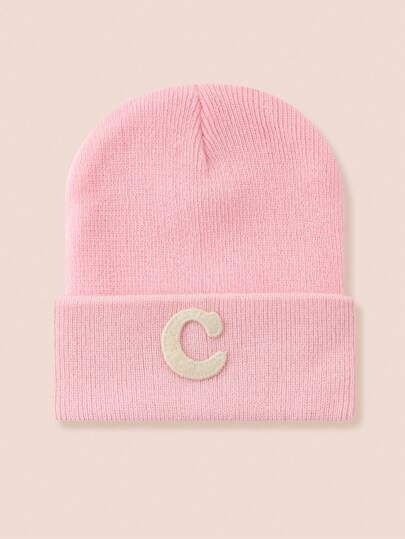 1 قطعة قبعة رأس 26 حرف مُحاكة للأطفال، قبعة رأس قطيفة وناعمة للأطفال، قبعة رأس دافئة للأولاد والبنات للاستخدام اليومي والخارجي، مانعة للرياح