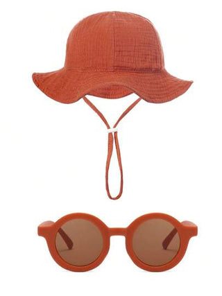 2 قطعة قبعة دلو طفل مزينة بأزرار نقش الزهور مناسبة للأطفال من 0-1 سنوات ، نظارات رجعية للأطفال من 1-8 سنوات للاستخدام اليومي والتصوير الفوتوغرافي