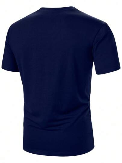 Manfinity Homme تي شيرت كاجوال قصير الأكمام مع لمسات لونية مناسب للصيف للرجال