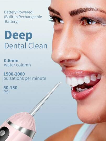 منظف الأسنان المائي المحمول القابل للشحن ب- 3 أوضاع، وأداة غسل الأسنان المائية لا سلكية مناسبة للسفر والاستخدام المنزلي