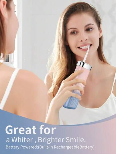 1 قطعة جهاز غسيل الفم المحمول، مبيّض أسنان كهربائي لاسلكي بثلاث أوضاع و4 فوهات، خزان قابل للسحب، جهاز نظافة الأسنان متعدد الألوان هدية مثالية للأعياد والرحلات وسفر العمل