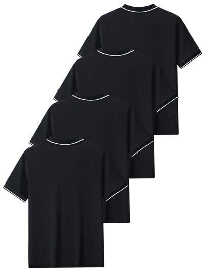 4 قطع قميص بولو بأكمام قصيرة مع الرسوم البيانية والخطوط للرجال، موضة للشاطئ والمنتجعات والرياضات غير الرسمية والجولف والصيد والسلة والتخييم والرياضة والجري والسباحة، هدية رائعة للزوج أو الحبيب