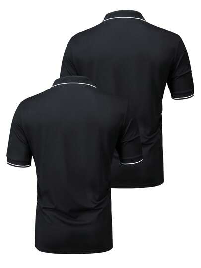 مجموعة من 2 قميص بولو كاجوال قصير الأكمام بطبعات مخططة وجرافيكية للرجال، مناسب للأنشطة الصيفية كالشاطئ والعطلات والجولف والصيد وكرة السلة والتخييم والجيم والرياضات الخارجية، هدية رائعة للزوج أو الصديق