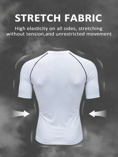 Manfinity Sport Corelite قميص تي كاجوال رياضي بأكمام قصيرة مطبوع عليه أحرف للرجال