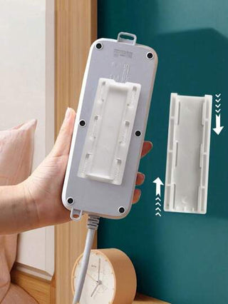 1 قطعة حامل قابس كهربائي مثبت على الحائط بدون ثقب، حامل بلاستيكي لموجه الإنترنت مثبت على الحائط، منظم لكابلات البيانات والقوابس الكهربائية بدون ثقب، حامل للريموت كنترول، منظم وحافظ