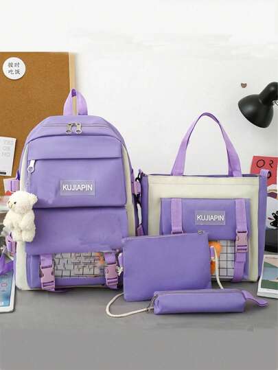 4 حقائب ظهر ذات سعة كبيرة وأناقة للطلاب - حقائب كتف وحمل قابلة للتحويل مع إغلاق سوستة، أشرطة قابلة للتعديل، وجيوب متعددة - مثالية للمدرسة والدروس والسفر، حقائب مدرسية | حقائب ظهر كاجوال | حقائب ظهر مزودة بسوستة