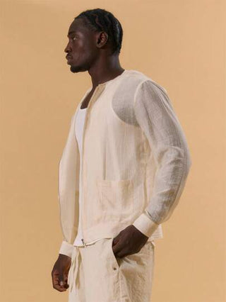 Musero جاكيت رجالي كتان مفصلة طويلة الأكمام مع جيب أمامي، مريحة للخريف والصيف، للعطلات والأجازات