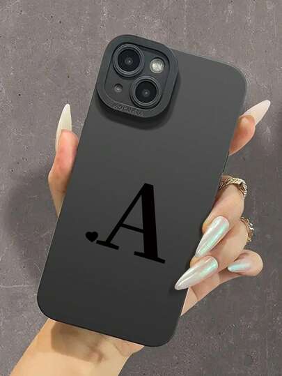 1 حالة واقية ذات تصميم بحرف A، مطفأة وناعمة من مادة TPU المطاطية، مقاومة للغبار والماء، متوافقة مع أجهزة أبل 11/12/13/14/15/16 و16 برو ماكس و16E، توفر حماية مريحة