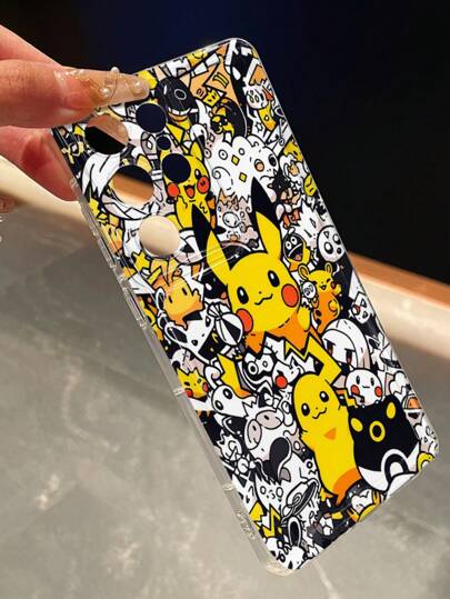 pokemon قطعة واحدة من غطاء هاتف ناعم بتصميم بسيط من سلسلة بوكيمون متوافق مع موديلات غالاكسي S22/S23/S24 فائقة العرض، 13/14/15/16 برو، غطاء ناعم مضاد للسقوط أصلي مرسوم باليد ،هدية للصديقة