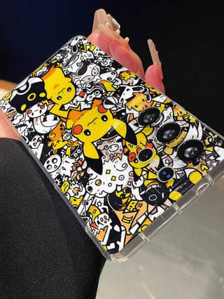 pokemon قطعة واحدة من غطاء هاتف ناعم بتصميم بسيط من سلسلة بوكيمون متوافق مع موديلات غالاكسي S22/S23/S24 فائقة العرض، 13/14/15/16 برو، غطاء ناعم مضاد للسقوط أصلي مرسوم باليد ،هدية للصديقة