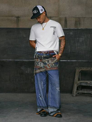 AXEPEAK قميص رجالي صيفي قصير الأكمام بطباعة حرف عفوية وعارضة للملابس العادية