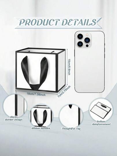 20 حقيبة هدايا صغيرة ذات حواف بيضاء وسوداء مع مقابض- مناسبة للحرفيين ومنظمي الحفلات وواهبي الهدايا، رائعة للأعراس والأعياد الميلادية والحفلات والأعمال اليدوية و تخزين المجوهرات - حجم صغير إلى متوسط في لون الكرافت الوردي (7*5.9*2.75 بوصة) أكياس هدايا الحفل