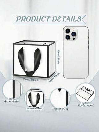 20 حقيبة هدايا صغيرة ذات حواف بيضاء وسوداء مع مقابض- مناسبة للحرفيين ومنظمي الحفلات وواهبي الهدايا، رائعة للأعراس والأعياد الميلادية والحفلات والأعمال اليدوية و تخزين المجوهرات - حجم صغير إلى متوسط في لون الكرافت الوردي (7*5.9*2.75 بوصة) أكياس هدايا الحفل