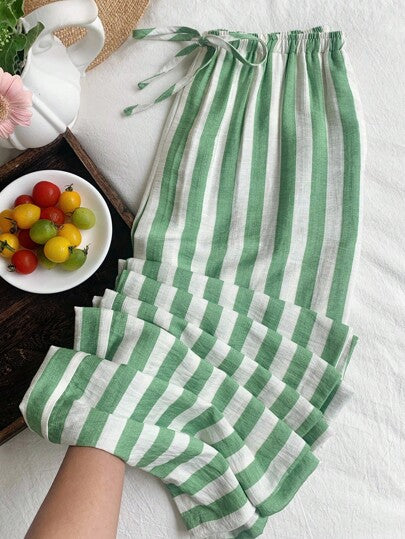 EZwear بنطلون نسائي طويل متعدد الاستخدامات مع خصر قابل للربط وطباعة الشريط، ملابس سفر