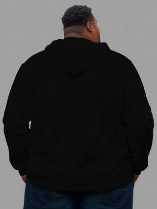 Manfinity Homme هوودي أسود للرجال مطبوع بأحرف بطراز الهيب هوب، بلوفر برأس مرن وأنيق