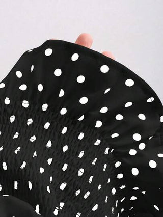 Sweetra ملابس علوية نسائية أنيقة بتصميم فرنسي بنقاط وربطة على الكتف وخصر مربوط، قصة ضيقة، متعددة الاستخدامات، مناسبة للربيع والصيف