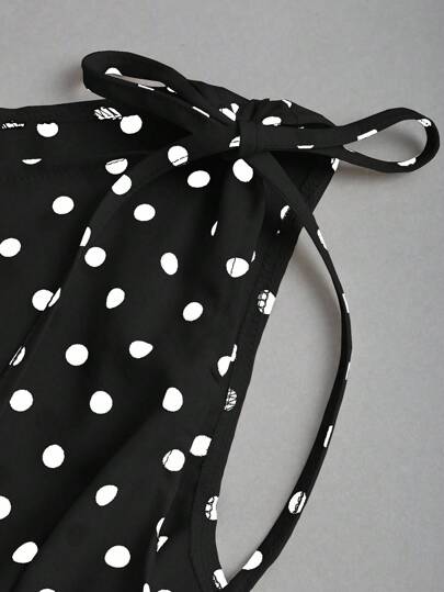 Sweetra ملابس علوية نسائية أنيقة بتصميم فرنسي بنقاط وربطة على الكتف وخصر مربوط، قصة ضيقة، متعددة الاستخدامات، مناسبة للربيع والصيف