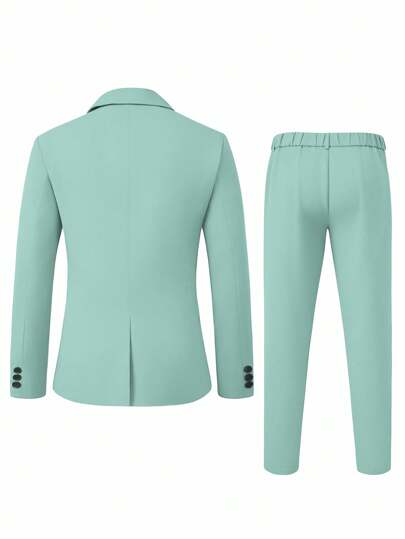 Manfinity Mode بدلة رجالي كلاسيكية تتكون من بليزر كاجوال بياقة ذات رفرفة وبنطلون مجموعة