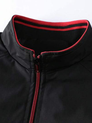 Manfinity Homme جاكيت كاجوال كم طويل مع جيب ورقعات ملونة وسحاب