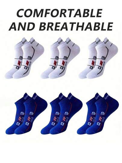 6 أزواج من جوارب رياضية للرجال مع نسيج شبكي مُنفّس، جوارب كاحل رفيعة للصيف للركض