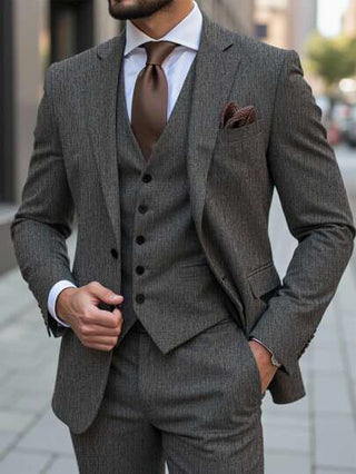 Manfinity Bizformal بدلة رجالية كاجوال مكونة من قطعتين، طقم بدلة بلون أحادي السترة والبنطلون، بدلة كاجوال يومية بسيطة وأنيقة، مناسبة للزفاف والأعياد، هدية رائعة لصديقك أو زوجك